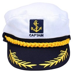 Adult Captains Hat Yacht Cap Standard Blue And White