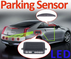 Car Led Parking Reverse Backup Radar System With Backlight Display+ 4 Sensors - Blue