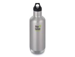 Classic Stainless Steel Vacuum Bottle With Loop Cap 1L Brushed Stainless