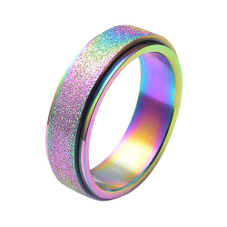 Rainbow Glitter Spinner Ring - 6 Us
