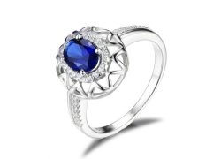Gorgeous Unique Design Blue Sapphire 925 Sterling Silver Ring Size O 7 17.35MM