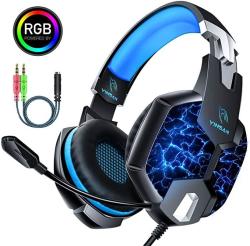 Gaming Headset For Xbox One Dm Noise Cancelling Headphones Over-ear PS4 Headset With MIC LED Lights Stereo Surround Sound Soft Memory Earmuffs Gaming Headphones