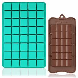 2 Pcs Chocolate Molds Candy Silicone Moulds Finegood 40 Cavities Square Baking Tray With Brownie Chocolate Making Molds For Homemade Dessert Gummy Fat Bombs