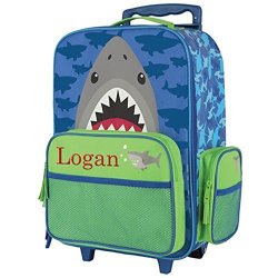 Embroidered Shark Rolling Luggage 14.5" X 18" Children's Luggage