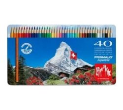 Prismalo Artist Water-soluble Coloured Pencil Set 40 Assorted Colours Caran Dache