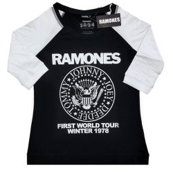 Ramones - First World Tour 1978 Unisex Raglan T-Shirt Black white Large