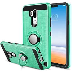 LG G7 Case LG G7 Thinq Case With HD Screen Protector Anoke Cellphone LG G7 Thinq 360 Degree Rotating Ring Holder Kickstand Scratch Resistant