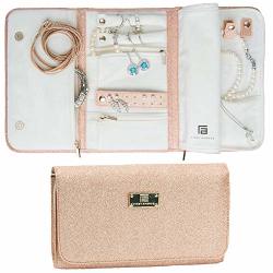 Travel Jewelry Case - Jewelry Organizer Roll Bag For Traveling Carry-on Jewelry Storage For Necklaces Rings Earrings - Rose Gold Pink Travel Accessories