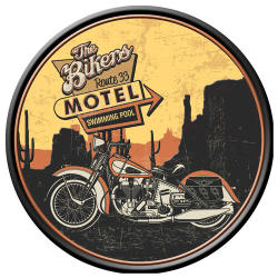 Biker Motel - Round Magnet