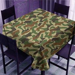Afgg Home Tablecloth Camouflage Squad Uniform Design With Vivid Color Scheme Hunting Camouflage Pattern For Dining Kitchen Green Brown Khaki 60"X60