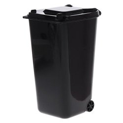 Milue MINI Wheelie Trash Can Pen Holder Storage Bin Desktop Organizer Garbage Bucket Black