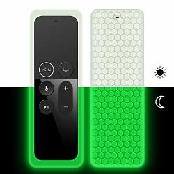 Remote Case Cover Sleeve For Apple Tv 4K 4TH 5TH Generation 64GB 32GB Latest Model-silicone Protective Case skin Ultra Light Anti-slip Shockproof Anti-lost Holder For New Siri Remote Glowgreen