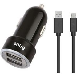 Snug Car Juice 3.4A Charger With Micro Cable - Black