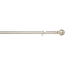 16-19 Mm Expanding Steel Curtain Rod With Finial Cap Silver 1.2M -2.1M