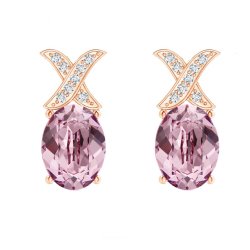 - Oval Xo Earrings Rose Crystal Rosegold