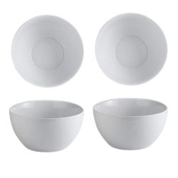White Porcelain Large Serving Bowl - Deep Rice Bowl - Soup Bowl - Set Of 4 - 25CM