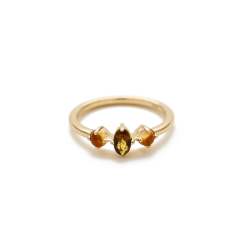 Tourmaline And Citrine Trilogy Ring In Yellow Gold