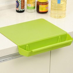 Ozzptuu Plastic Pp 2-IN-1 Cutting Board Kitchen Multifunction Edge Chopping Block With Removable Scrap Bin Green