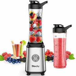 Sboly Personal Blender Single Serve Blender For Smoothies And Shakes Small Juice Blender With 2 Tritan Bpa-free 20OZ Blender Cups And Cleaning Brush 300W Renewed