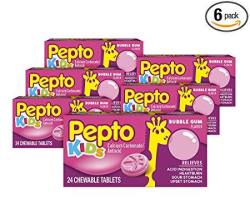 Pepto Kid's Bubblegum Flavor Chewable Tablets For Heartburn Acid Indigestion Sour Stomach And Upset Stomach For Children 24 Ct Pack Of 6
