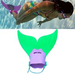 Mermaid Swim Fin Adjustable Diving Monofin Swimming Foot Flipper For Kids Green