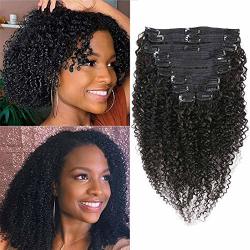 Kinky Curly Clip In Hair Extensions Clip Ins Human Hair For African American Women 8A Grade Unprocessed Brazilian Virgin Hair Natural Color 20 Inch Fu Shen