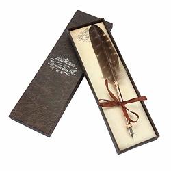 European Vintage Feather Pen Calligraphy Pen Set Copper Pen Stem Metal Nibbed Pen Writing Quill Gift Set Rose Gold