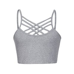 Perfurm Women Running Sports Bra Yoga Gym Workout Vest Crop Tops Shapewear Valentine's Day Present Gift Gray