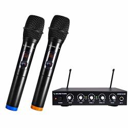 Sound Town Uhf 16 Channels Karaoke Wireless Microphone System With Metal Mixer 2 Handheld Microphones For Church School Wedding Meeting Karaoke SWM16-KM