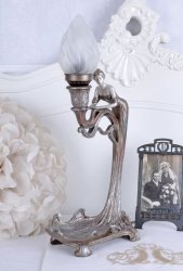 Glamorous Table Lamp Art Nouveau Woman Sculpture Vintage.