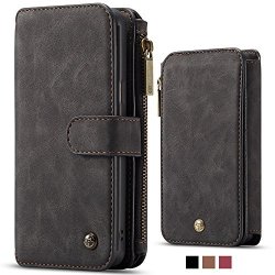 Samsung S9 Plus Leather Magnetic Phone Case Wallet Detachable Protective Flip Cover With Card Holder Dark Grey