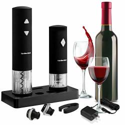 Hamiltan Beach - Wine Opener Set With LED Electric Corkscrew - Wine Preserver- Silicone Foil Cutter - 2 Wine Stoppers