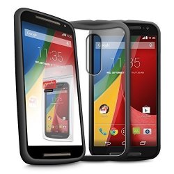 Orzly - Moto-g Gen 2 - Fusion Gel Hard Case Black Phone Cover Skin For Motorola Moto G 2 Smartphone Alias: Version 2