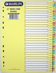 File 31 1 - 31 Index Dividers 160GSM Pastel Board
