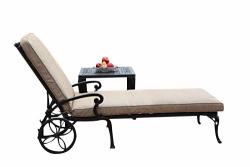 CBM Patio Kawaii Collection Cast Aluminum Powder Coated Chaise Lounge With Lite Brown Seat Cushions 1290 CK01