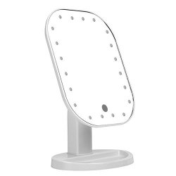 Lighted Makeup Mirror Mmrm 20 LED Lighted Touch Screen Makeup Mirror 360 Degree Rotated Stand Travel Beauty Mirror White