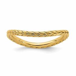 925 Sterling Silver Gold Plated Wave Band Ring Size 7.00 Stackable Curved Fine Jewelry Gifts For Women For Her