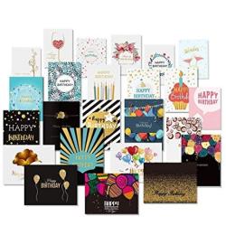 Happy Birthday Cards With Gold Embellishments Design And 26 Envelopes - Unomor 24 Birthday Greeting Cards Assorted - 18 Birthday Wishes Printed