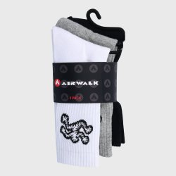 Airwalk 3 Pack Running Man Crew Sock Black - L Black