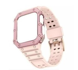Shockproof Tpu Strap And Case For Apple Watch Series 6 7 8 And Se 38 40 41 - Pink