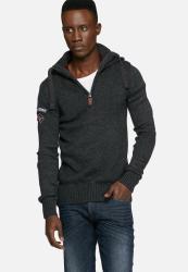Superdry. Oslo Hooded Henley - Anthracite Marl