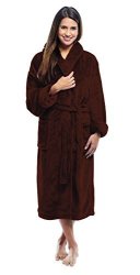 Micro Fleece Soft Robes For Women Mens Shawl Bathrobe One Size L xl Chocolate