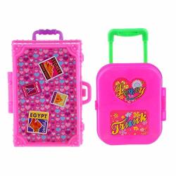 Iraintech 2PCS Cute Pink Miniature Plastic Travel Case Box For Barbie Doll Decoration Accessory