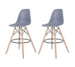 Modern Style Eiffel Chair Counter Bar Stools Set - 2 Pieces - 25.5-INCH - Grey