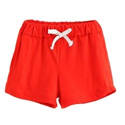 Fabal Summer Kids Cotton Shorts Boys Girls Shorts Candy Clothing Shorts Baby Clothing 5T Red