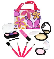Click N' Play Pretend Play Cosmetic And Makeup Set With Floral Tote Bag