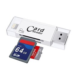 Imoregro USB 3.0 Sd Micro Sd Card Reader With Lightning & Micro USB Connector External Storage Memory Card Adapter For Iphone ipad android Phones mac pc