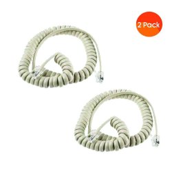 RJ9 Curly Telephone Cable 2 Pack