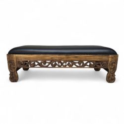 Polos Teak And Leather Bench 150CM Sotran Dekorativ
