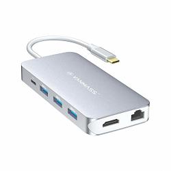 VANMASS USB C Hub 9 In 1 Premium USB C Adapter Thunderbolt 3 Dock Type C To HDMI Gigabit Ethernet Port 90W Power 4